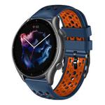 For Amazfit GTR 3 22mm Two-Color Breathable Silicone Watch Band(Midnight Blue+Orange)