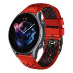 For Amazfit GTR 3 Pro 22mm Two-Color Breathable Silicone Watch Band(Red+Black)