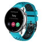 For Amazfit GTR 2 22mm Two-Color Breathable Silicone Watch Band(Skyblue+Black)