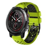 For Amazfit 3 22mm Two-Color Breathable Silicone Watch Band(Lime+Black)
