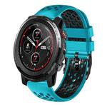 For Amazfit 3 22mm Two-Color Breathable Silicone Watch Band(Skyblue+Black)