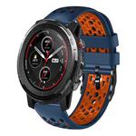 For Amazfit 3 22mm Two-Color Breathable Silicone Watch Band(Midnight Blue+Orange)