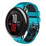 For Amazfit Pace 22mm Two-Color Breathable Silicone Watch Band(Skyblue+Black)