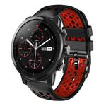 For Amazfit 2 Stratos 22mm Two-Color Breathable Silicone Watch Band(Black+Red)