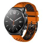 For Xiaomi MI Watch S1 22mm Two-Color Breathable Silicone Watch Band(Orange+Black)