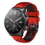For Xiaomi MI Watch S1 22mm Two-Color Breathable Silicone Watch Band(Red+Black)
