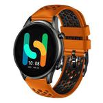 For  Xiaomi Haylou RT2 LS10 22mm Two-Color Breathable Silicone Watch Band(Orange+Black)