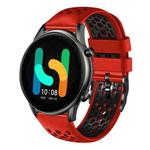 For  Xiaomi Haylou RT2 LS10 22mm Two-Color Breathable Silicone Watch Band(Red+Black)