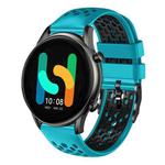 For  Xiaomi Haylou RT2 LS10 22mm Two-Color Breathable Silicone Watch Band(Skyblue+Black)