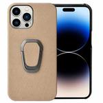 For iPhone 14 Pro Ring Holder Honeycomb PU Phone Case(Coffee)
