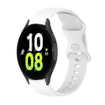 For Samsung Galaxy Watch5 44mm 20mm Butterfly Buckle Solid Color Silicone Watch Band(White)