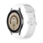 For Samsung Galaxy Watch5 Pro 45mm 20mm Butterfly Buckle Solid Color Silicone Watch Band(White)