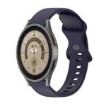 For Samsung Galaxy Watch5 Pro 45mm 20mm Butterfly Buckle Solid Color Silicone Watch Band(Dark Blue)