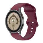 For Samsung Galaxy Watch 5 Pro 45mm 20mm Butterfly Buckle Solid Color Silicone Watch Band(Burgundy)