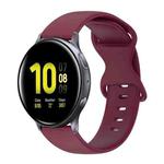 For Samsung Galaxy Watch Active 2 20mm Butterfly Buckle Solid Color Silicone Watch Band(Burgundy)