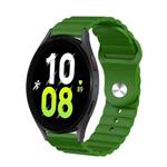 For Samsung Galaxy Watch 5 44mm 20mm Corrugated Silicone Watch Band(Green)