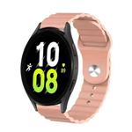For Samsung Galaxy Watch 5 44mm 20mm Corrugated Silicone Watch Band(Sand Pink)