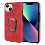 For iPhone 14 Ring Holder PU Phone Case (Red)