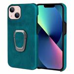 For iPhone 14 Ring Holder PU Phone Case (Cyan)
