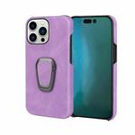 For iPhone 14 Pro Max Ring Holder PU Phone Case (Purple)