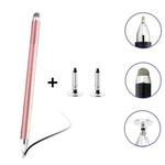 AT-32 3-in-1 Precision Sucker Capacitive Pen + Conductive Cloth Head + Handwriting Signature Pen Mobile Phone Touch Screen Pen with 2 Pen Head(Rose Gold)
