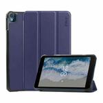 For Nokia T10 ENKAY Tri-fold Custer Texture Leather Smart Tablet Case(Dark Blue)