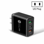 45W PD3.0 + 2 x QC3.0 USB Multi Port Quick Charger, US Plug(Black)