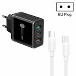 45W PD3.0 + 2 x QC3.0 USB Multi Port Charger with Type-C to Type-C Cable, EU Plug(Black)