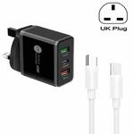 45W PD3.0 + 2 x QC3.0 USB Multi Port Charger with Type-C to Type-C Cable, UK Plug(Black)