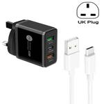 45W PD25W + 2 x QC3.0 USB Multi Port Charger with USB to Type-C Cable, UK Plug(Black)
