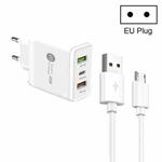 45W PD25W + 2 x QC3.0 USB Multi Port Charger with USB to Micro USB Cable, EU Plug(White)