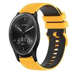 For Garmin Vivomove Sport 20mm Checkered Two-Color Silicone Watch Band(Yellow+Black)