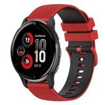 For Garmin Venu 2 Plus 20mm Checkered Two-Color Silicone Watch Band(Red+Black)