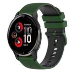 For Garmin Venu 2 Plus 20mm Checkered Two-Color Silicone Watch Band(Amy Green+Black)