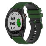 For Garmin Approach S40 20mm Checkered Two-Color Silicone Watch Band(Amy Green+Black)