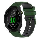 For Garmin Forerunner 55 20mm Checkered Two-Color Silicone Watch Band(Amy Green+Black)