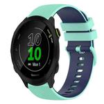 For Garmin Forerunner 55 20mm Checkered Two-Color Silicone Watch Band(Teal+Blue)