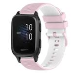 For Garmin Venu SQ 20mm Checkered Two-Color Silicone Watch Band(Pink+White)