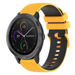 For Garmin Vivomove 3 20mm Checkered Two-Color Silicone Watch Band(Yellow+Black)