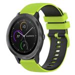 For Garmin Vivomove 3 20mm Checkered Two-Color Silicone Watch Band(Lime Green+Black)