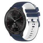 For GarminMove 3 20mm Checkered Two-Color Silicone Watch Band(Dark Blue+White)