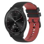 For GarminMove 3 20mm Checkered Two-Color Silicone Watch Band(Black+Red)