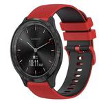For GarminMove 3 20mm Checkered Two-Color Silicone Watch Band(Red+Black)