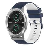 For Garmin VivoMove Luxe 20mm Checkered Two-Color Silicone Watch Band(Dark Blue+White)