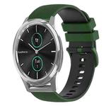 For Garmin VivoMove Luxe 20mm Checkered Two-Color Silicone Watch Band(Amy Green+Black)