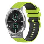 For Garmin VivoMove Luxe 20mm Checkered Two-Color Silicone Watch Band(Lime Green+Black)