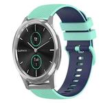 For Garmin VivoMove Luxe 20mm Checkered Two-Color Silicone Watch Band(Teal+Blue)