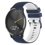 For Garmin Vivomove HR Sport 20mm Checkered Two-Color Silicone Watch Band(Dark Blue+White)