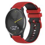 For Garmin Vivomove HR Sport 20mm Checkered Two-Color Silicone Watch Band(Red+Black)