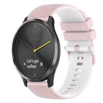 For Garmin Vivomove HR Sport 20mm Checkered Two-Color Silicone Watch Band(Pink+White)